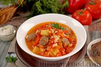 Фото приготовления рецепта: Томатный суп с фрикадельками и рисом - шаг №22