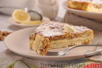 Фото к рецепту: Песочный пирог с лимонным сырным кремом и ореховой корочкой