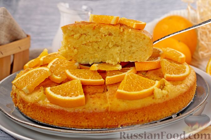 Апельсиновый пирог со сливочным кремом и апельсиновыми дольками