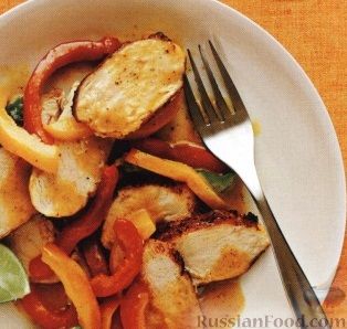 Рецепт Болгарский перец в соусе карри, с куриным филе