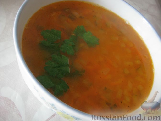 Рецепт Гороховый постный суп с солеными огурчиками