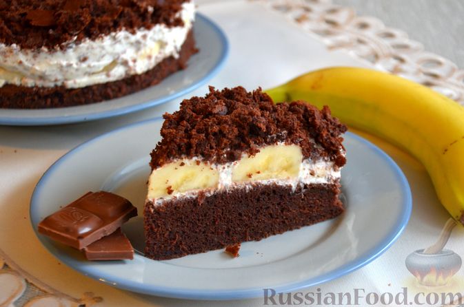 Бисквитный торт Клубника Банан с крем-чизом