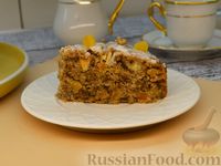 Фото приготовления рецепта: Постный пирог на растительном масле, с сушёными фруктами, орехами и сахарной глазурью - шаг №20