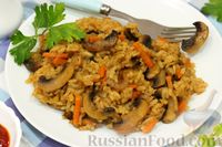 Фото приготовления рецепта: Рис с грибами и соевым соусом (на сковороде) - шаг №11