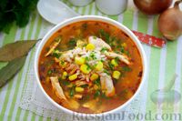 Фото приготовления рецепта: Томатный суп с курицей, кукурузой и рисом - шаг №22
