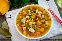 Фото приготовления рецепта: Томатный суп с тыквой, курицей и кукурузой - шаг №22