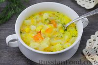 Фото к рецепту: Суп с цветной капустой, кукурузой и плавленым сыром