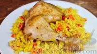 Фото к рецепту: Курица с рисом и овощами в рукаве (в духовке)