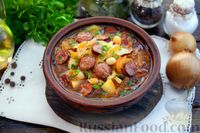 Фото к рецепту: Суп с квашеной капустой, копчёными колбасками и фасолью