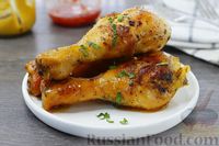 Фото к рецепту: Куриные голени, жаренные в чесночной карамели