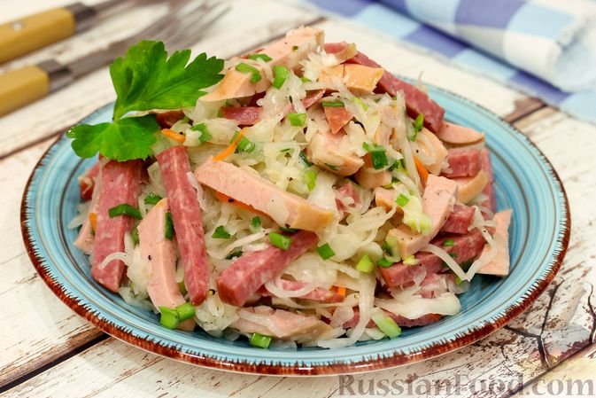 Салат с фасолью и копченой колбасой – пошаговый рецепт приготовления с фото