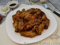 Фото к рецепту: Куриные крылышки в карамельно-соевом соусе