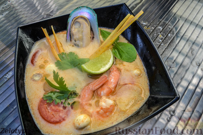 Рецепт Тайский суп с морепродуктами