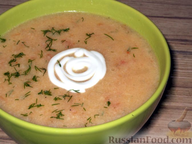 Рецепт Картофельный суп-пюре с чесноком, помидорами и перцем