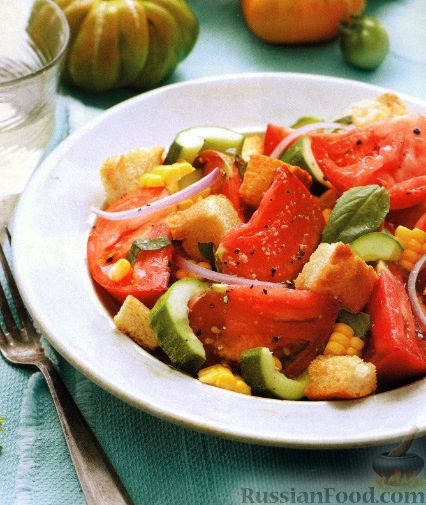 Рецепт Овощной салат с сухариками