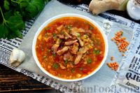 Фото приготовления рецепта: Томатный суп с чечевицей и беконом - шаг №16