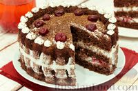 Фото приготовления рецепта: Шоколадный торт с вишней и сметанным кремом (в микроволновке) - шаг №23
