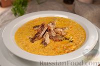 Фото к рецепту: Рисовый суп со сливками и жареным куриным филе
