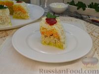 Фото приготовления рецепта: Слоёный салат с курицей, овощами, сыром и яйцами - шаг №26