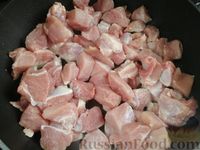 Фото приготовления рецепта: Рагу из свинины с грибами, грецкими орехами и изюмом (в духовке) - шаг №3