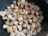 Фото приготовления рецепта: Рагу из свинины с грибами, грецкими орехами и изюмом (в духовке) - шаг №4