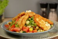Фото к рецепту: Овощной салат с жареным сыром и оливками