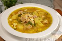 Фото к рецепту: Куриный суп с чечевицей и яйцами