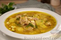 Фото приготовления рецепта: Куриный суп с чечевицей и яйцами - шаг №14