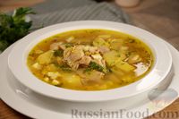 Фото приготовления рецепта: Куриный суп с чечевицей и яйцами - шаг №15
