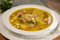 Фото приготовления рецепта: Куриный суп с чечевицей и яйцами - шаг №16