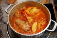 Фото приготовления рецепта: Картошка, тушенная с курицей в томатном соусе - шаг №13