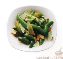 Рецепт Стручковый зеленый горошек с миндалем и сыром