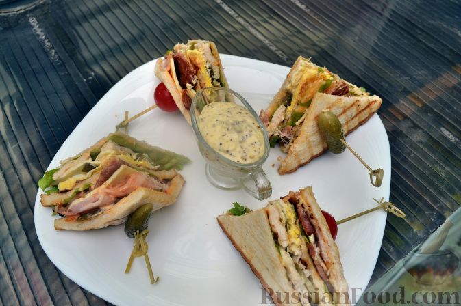 Клаб-сэндвич пошаговый рецепт с видео и фото – Американская кухня: Сэндвичи