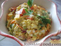 Фото приготовления рецепта: Салат "Пестренький" со свининой, овощами, сыром - шаг №9