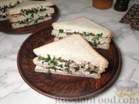 Фото к рецепту: Сэндвич с копчёным лососем и брынзой