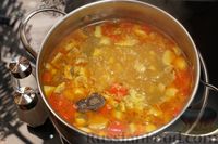 Фото приготовления рецепта: Куриный суп с кукурузой, грибами, сладким перцем и сливками - шаг №10