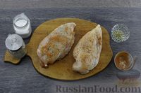 Фото приготовления рецепта: Кармашки из куриного филе с творогом, сыром и шпинатом (на сковороде) - шаг №5
