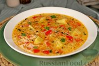 Фото к рецепту: Овощной суп с вермишелью и сметанно-яичной заправкой