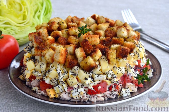 Слоёный салат из телятины, свежих помидоров и сыра – простой пошаговый рецепт приготовления с фото