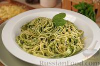 Фото к рецепту: Спагетти с сырно-шпинатным соусом