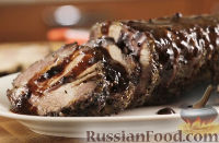 Фото к рецепту: Свиная шея, запеченная с медово-горчичной глазурью