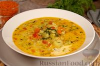 Фото приготовления рецепта: Овощной суп с кабачками, чечевицей и сливками - шаг №12
