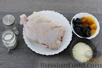 Рецепт: Курица фаршированная - Курица с курагой и черносливом в духовке