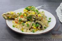 Фото к рецепту: Рис с индейкой и грибами
