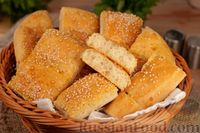 Фото к рецепту: Хлебные булочки-плиточки с кунжутом