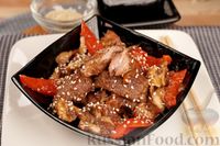 Фото к рецепту: Свинина с грибами и соевым соусом