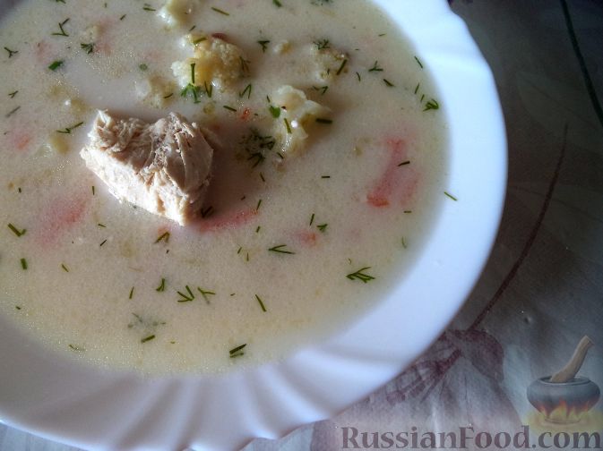 Рецепт Нежный куриный суп с плавленым сыром и овощами