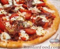 Фото к рецепту: Пицца с ветчиной прошутто и болгарским перцем