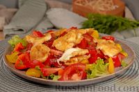 Фото к рецепту: Салат с помидорами, болгарским перцем и жареным сыром