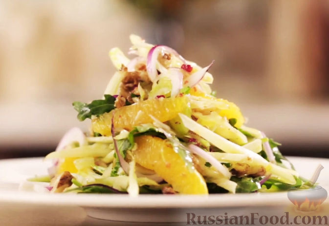 Рецепт Тосканский салат с фенхелем, апельсинами и орешками